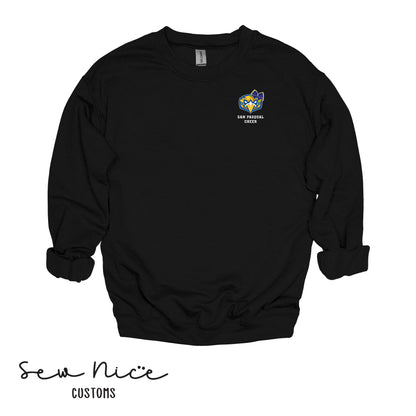 San Pasqual CHEER Glitter Bow- Unisex Adult/Youth Crewneck Sweatshirt