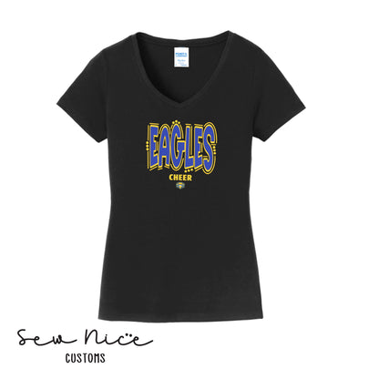 Eagles Doodle Cheer- Ladies V-Neck Shirt