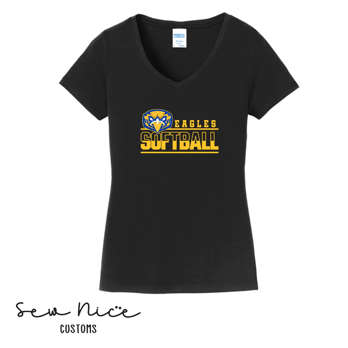 Forward Eagle Softball-Ladies V-Neck Shirt