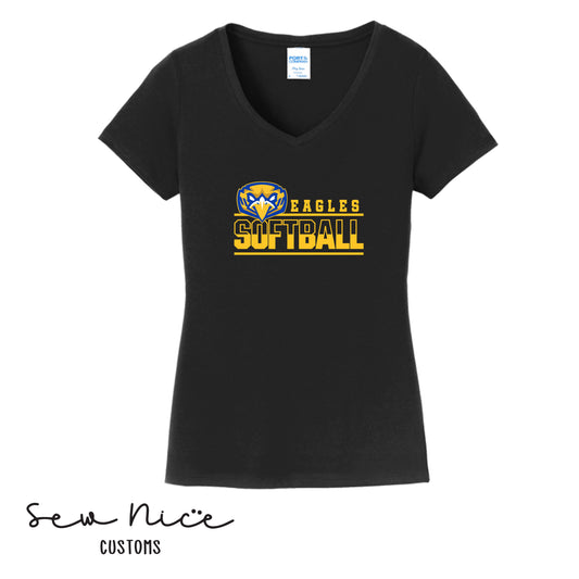 Forward Eagle Softball-Ladies V-Neck Shirt