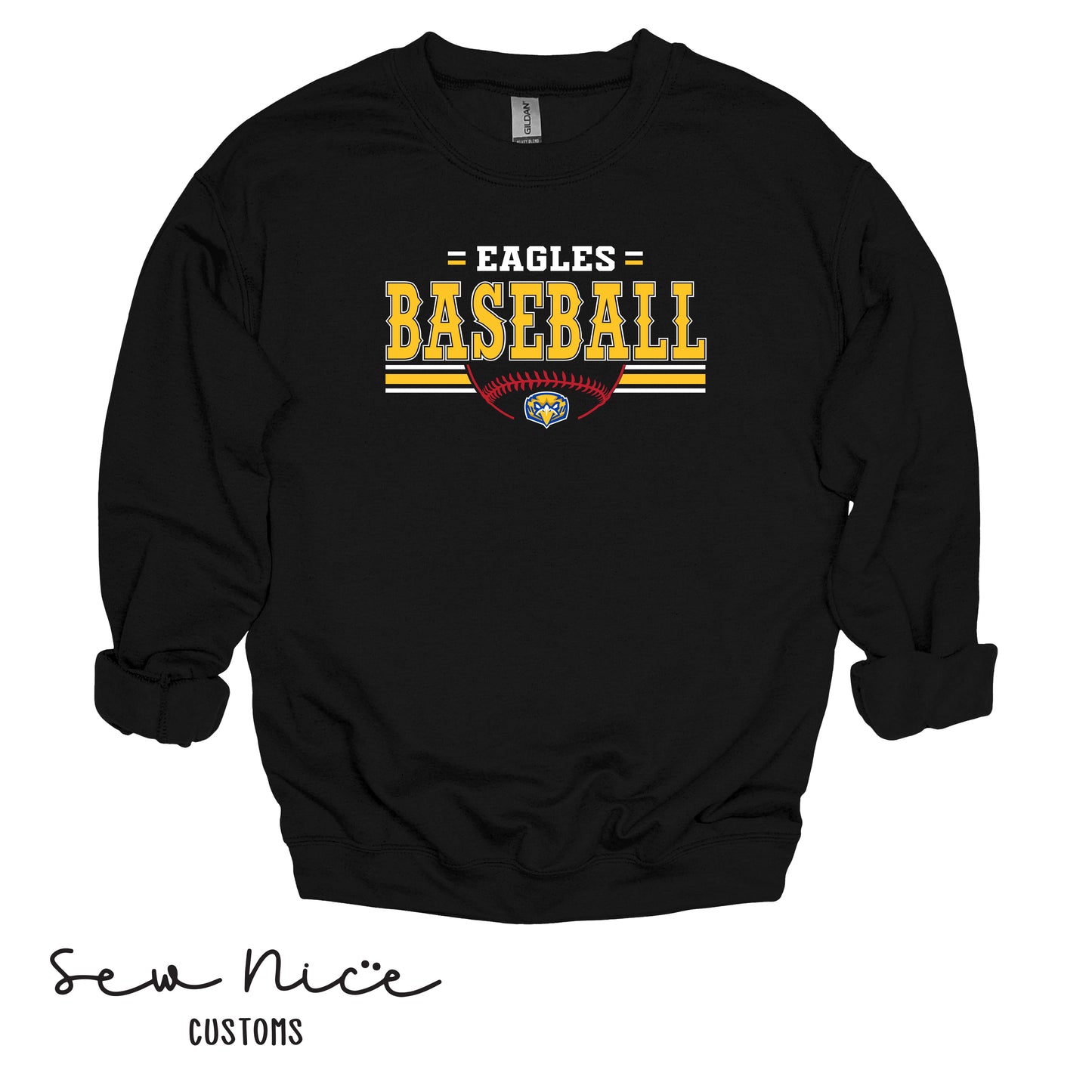 Eagles Baseball Stripes- Unisex Adult/Youth Crewneck Sweatshirt