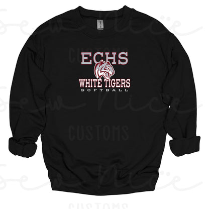ECHS White Tigers Softball- Unisex Adult/Youth Crewneck