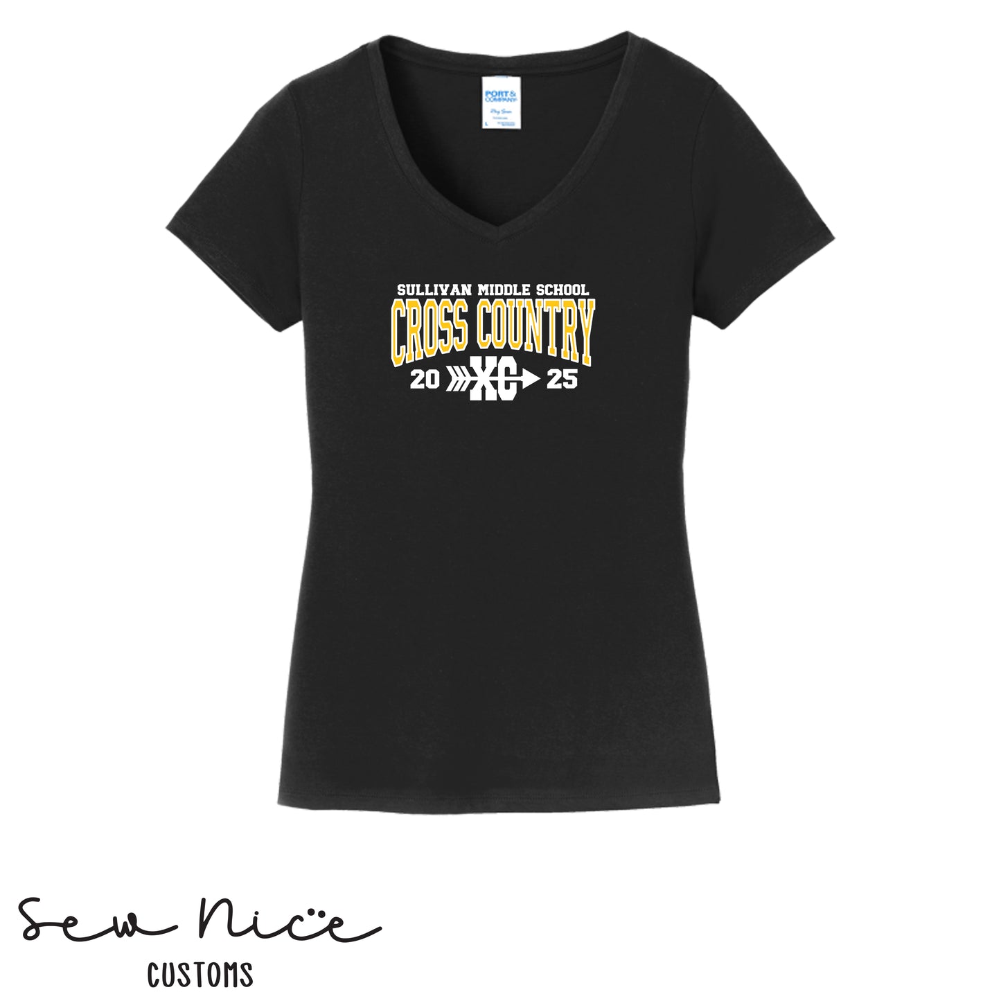 Sullivan Middle School Cross Country XC - Ladies V-Neck Shirt