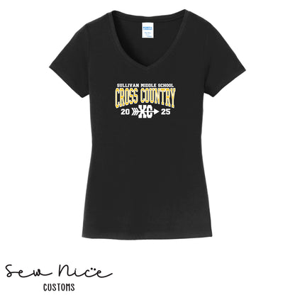 Sullivan Middle School Cross Country XC - Ladies V-Neck Shirt