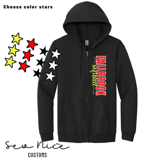 Fallbrook Softball Side Design- Unisex Full Zip Hoodie