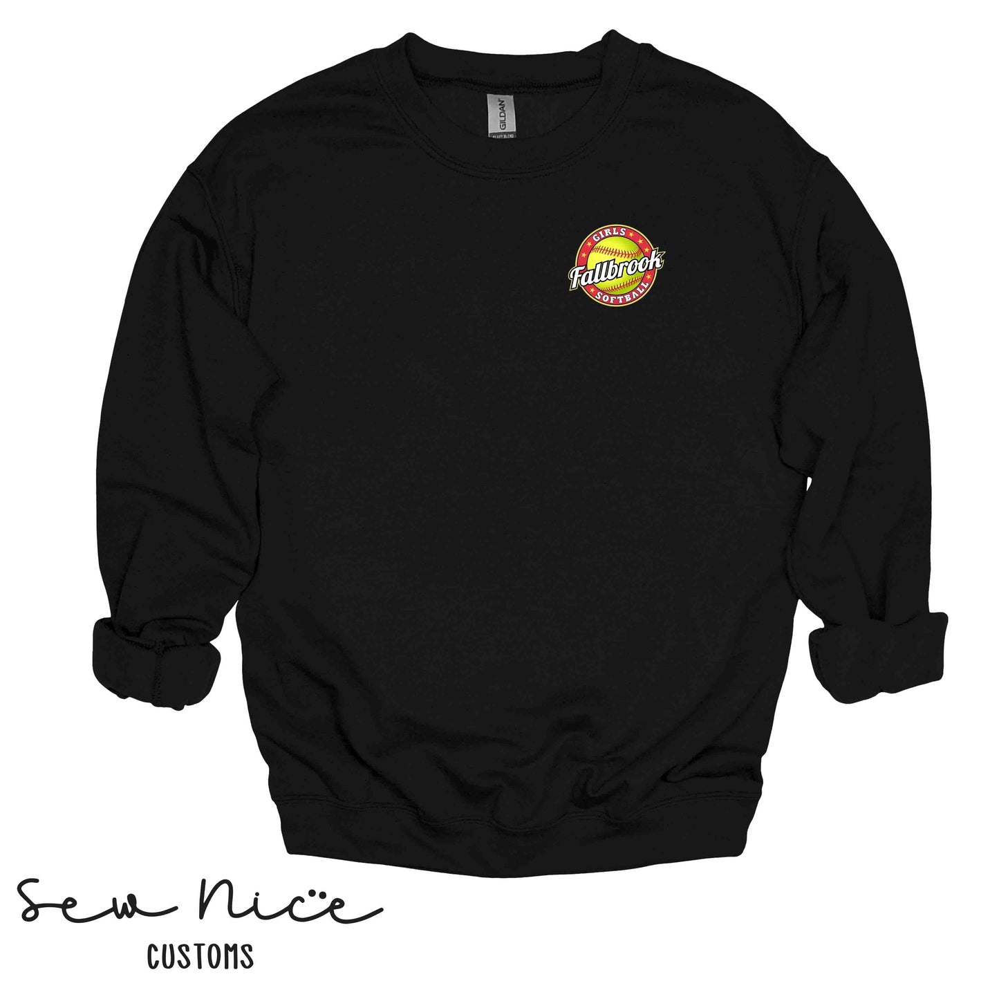 Fallbrook Girls Softball Logo - EMBROIDERED Crewneck Sweatshirt