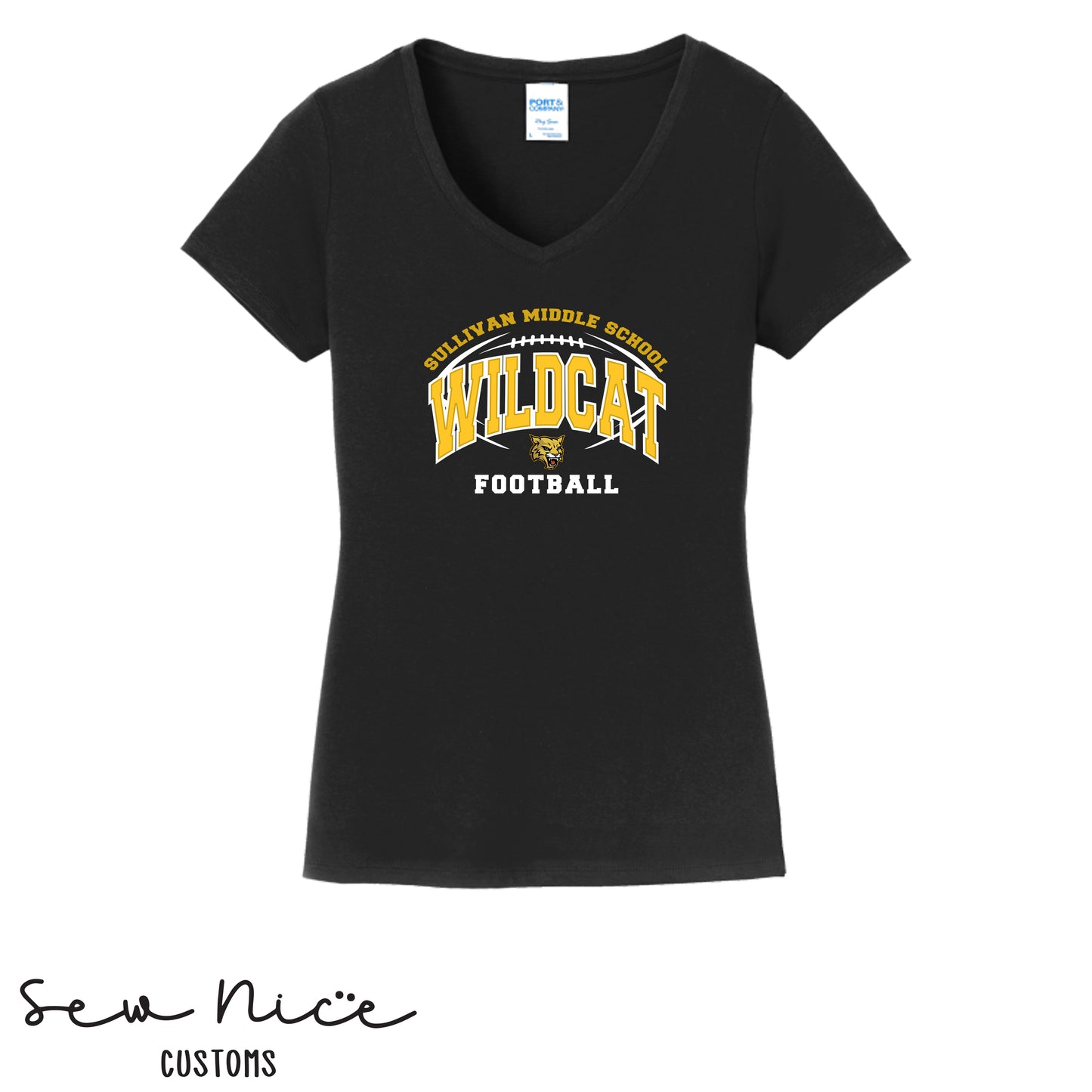 Sullivan Wildcat Football- Ladies V-Neck Shirt