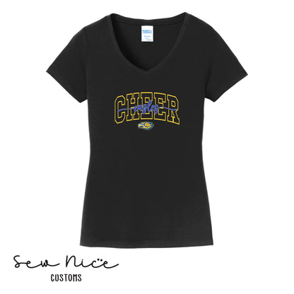 CHEER Eagles Script- Ladies V-Neck Shirt