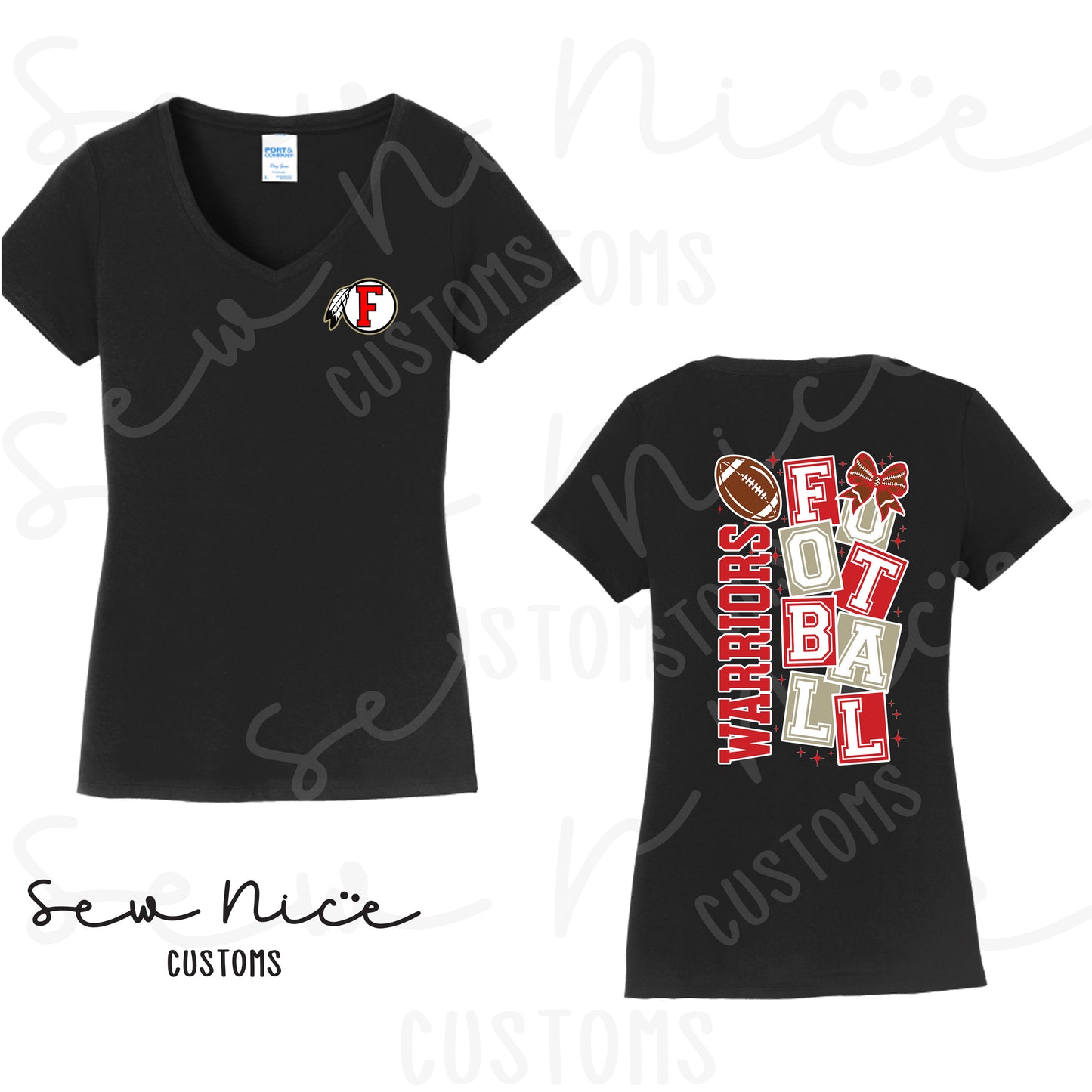 Warriors Fallbrook Block- Ladies V-Neck