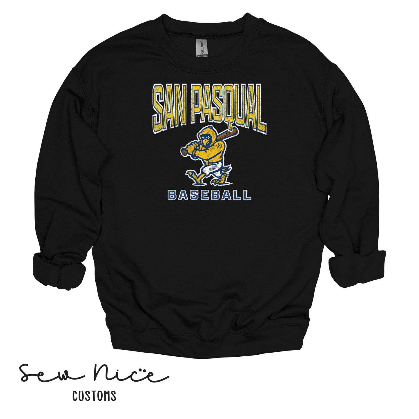 San Pasqual Baseball Mascot- Unisex Adult/Youth Crewneck Sweatshirt