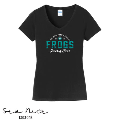 Guajome Stripe Track & Field- Ladies V-Neck Shirt