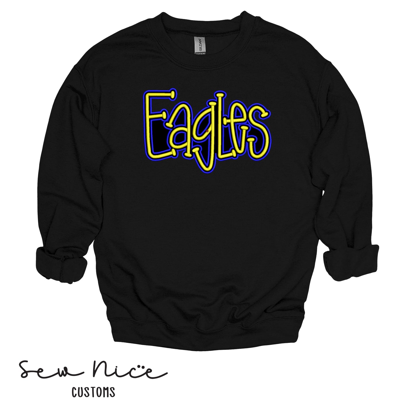 Embroidered "EAGLES" Puff Design - Unisex Adult/Youth Crewneck