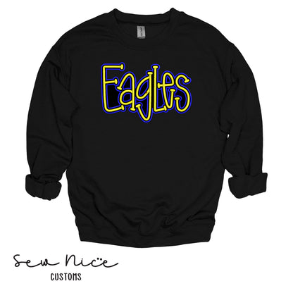 Embroidered "EAGLES" Puff Design - Unisex Adult/Youth Crewneck