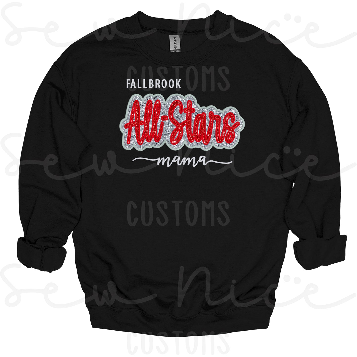Fallbrook ALL STARS Glitter Applique Crewneck Sweatshirt