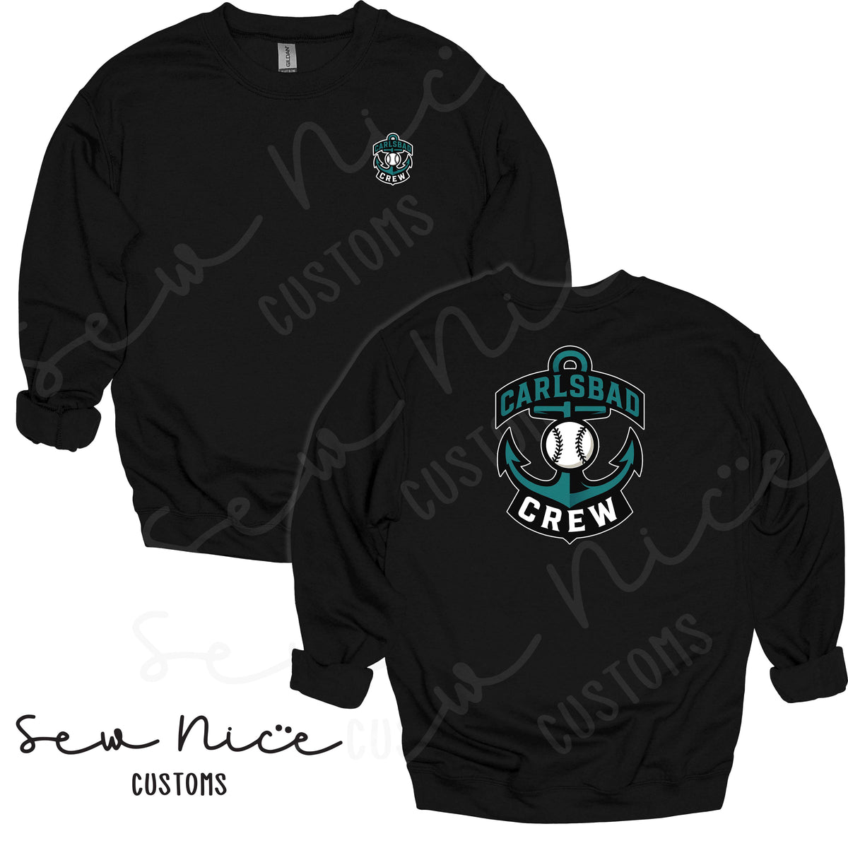 Carlsbad Crew Unisex Hoodie - Left Chest & Back Design