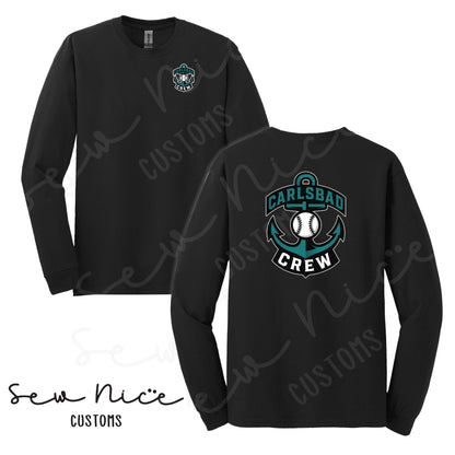 Carlsbad Crew Unisex Long Sleeve Shirt- Left Chest & Back Design