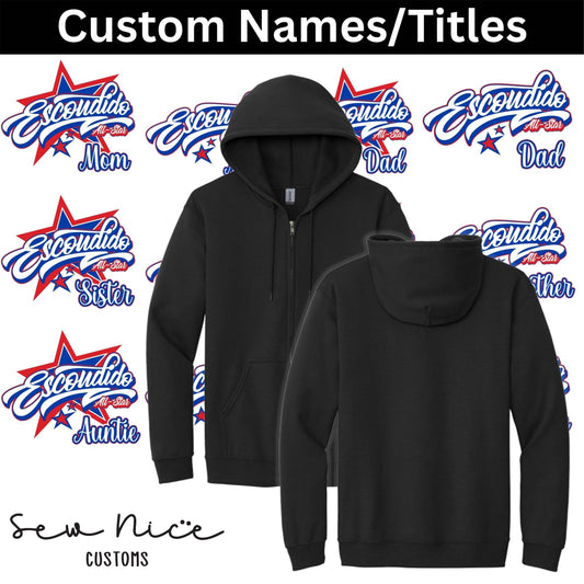 CUSTOM Name/Title Escondido Logo- Unisex Full Zip Hoodie