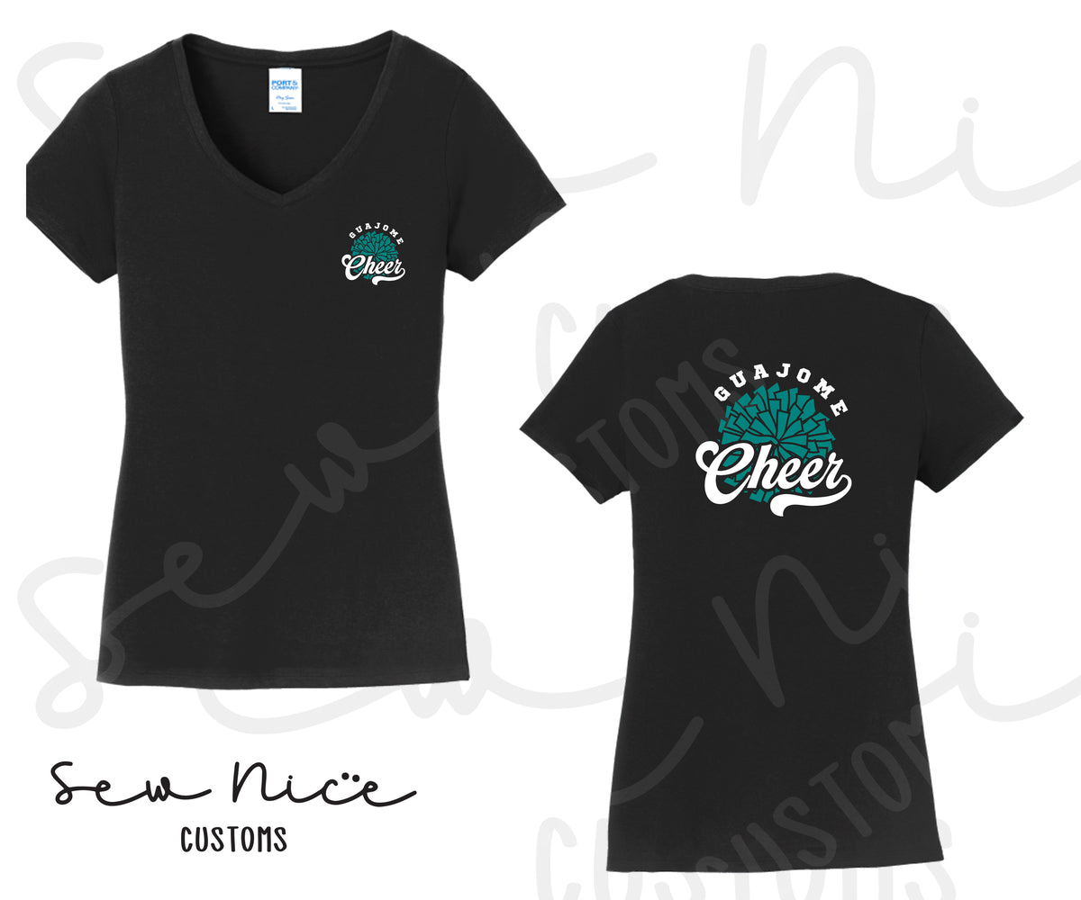 Guajome Pom Pom Cheer-Ladies V-Neck Shirt