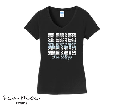 Elevate Stacked Design- Ladies V-Neck