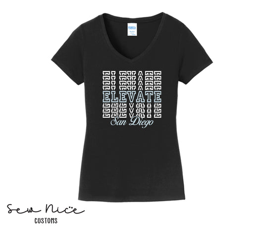 Elevate Stacked Design- Ladies V-Neck