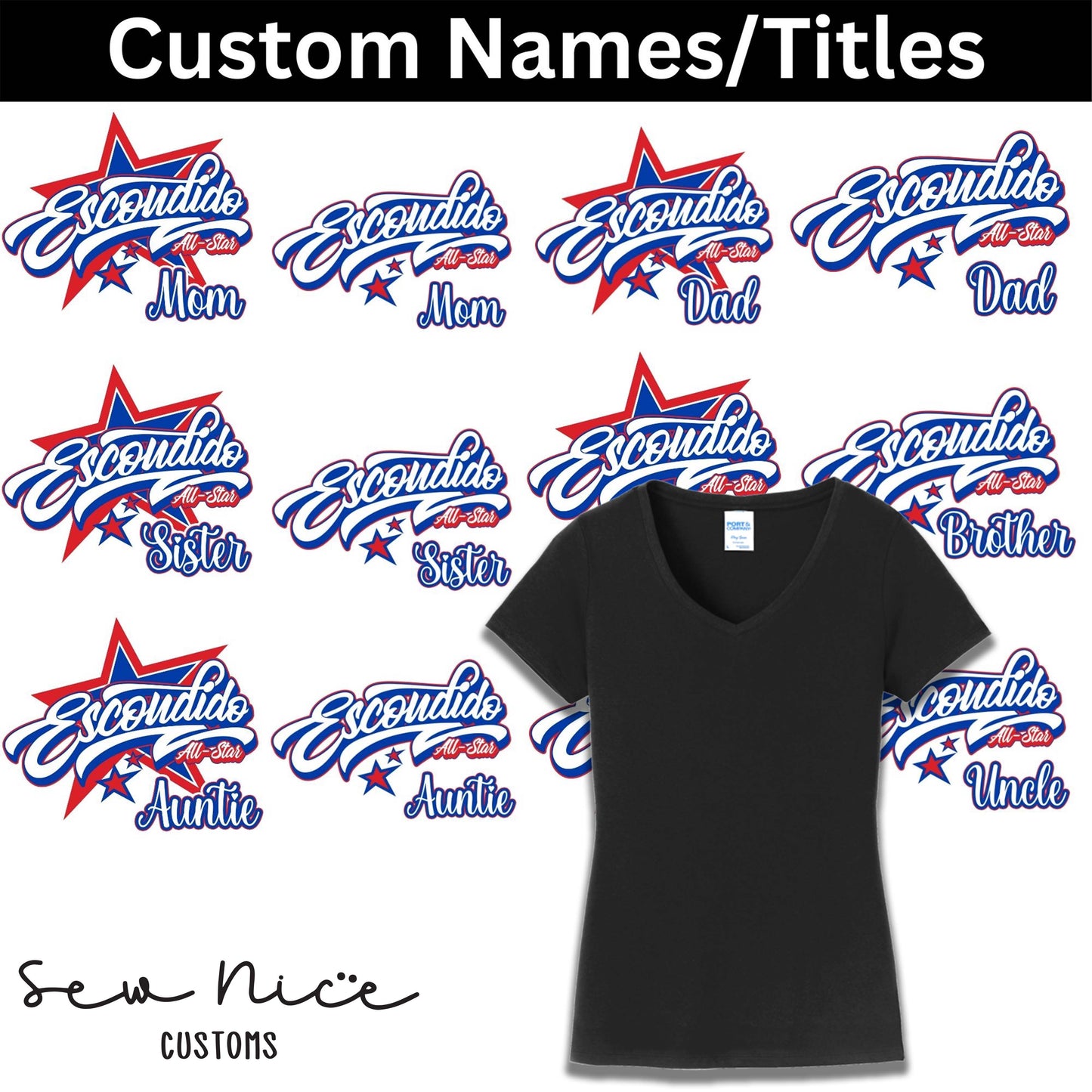 CUSTOM Name/Title Escondido Logo- Ladies V-Neck