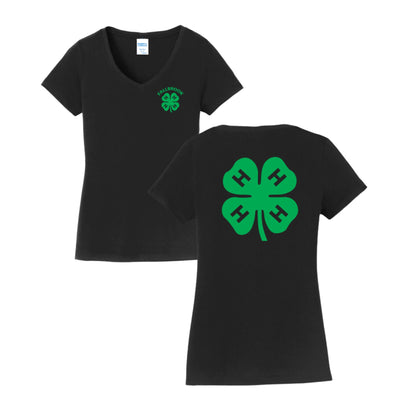 Clover 4H - LADIES V-Neck Shirt - Left Chest/Back Design
