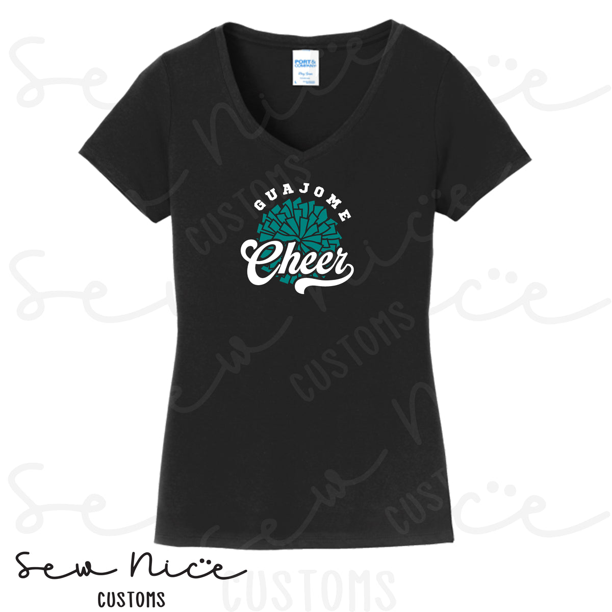 Guajome Pom Pom Single Print- Ladies V-Neck Shirt