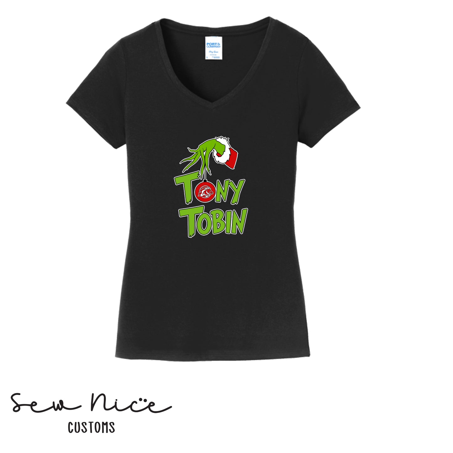 Tony Tobin Grinch- Ladies V-Neck Shirt