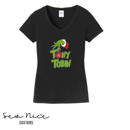 Tony Tobin Grinch- Ladies V-Neck Shirt