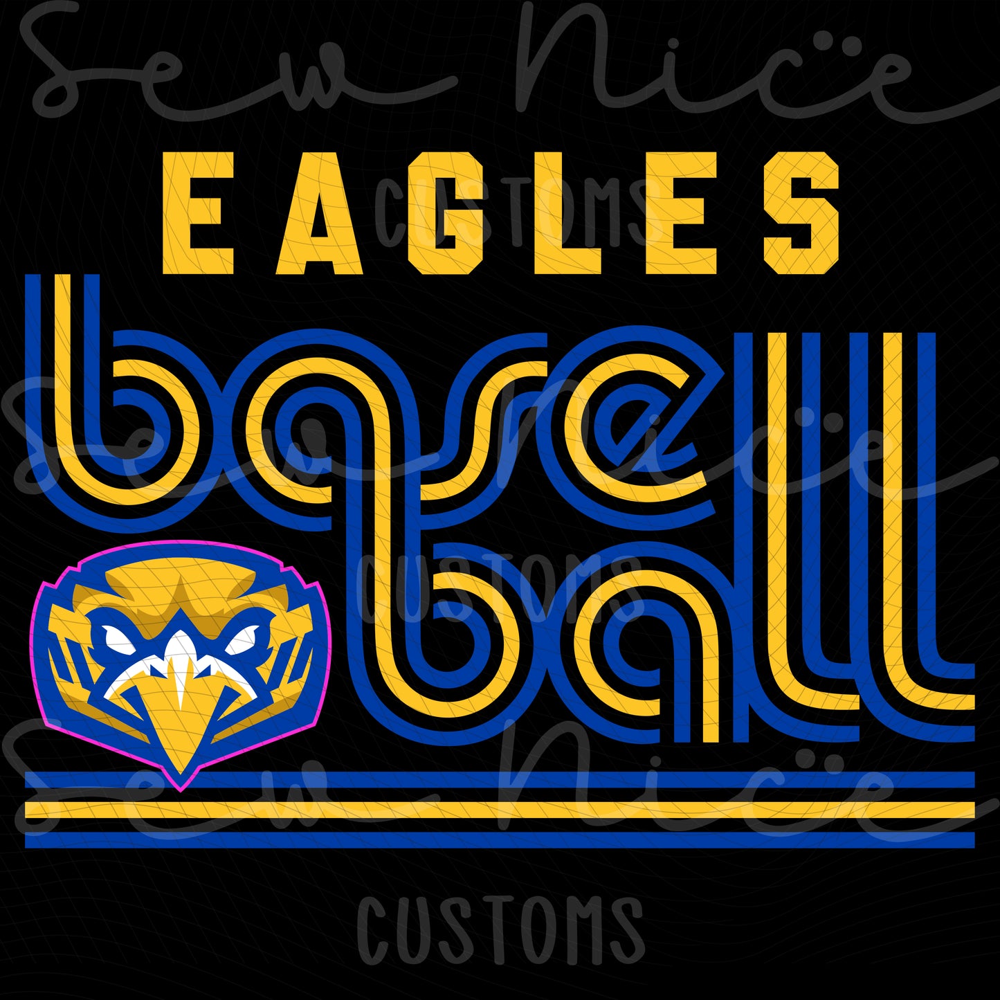 Retro Eagles Baseball- Ladies V-Neck Shirt