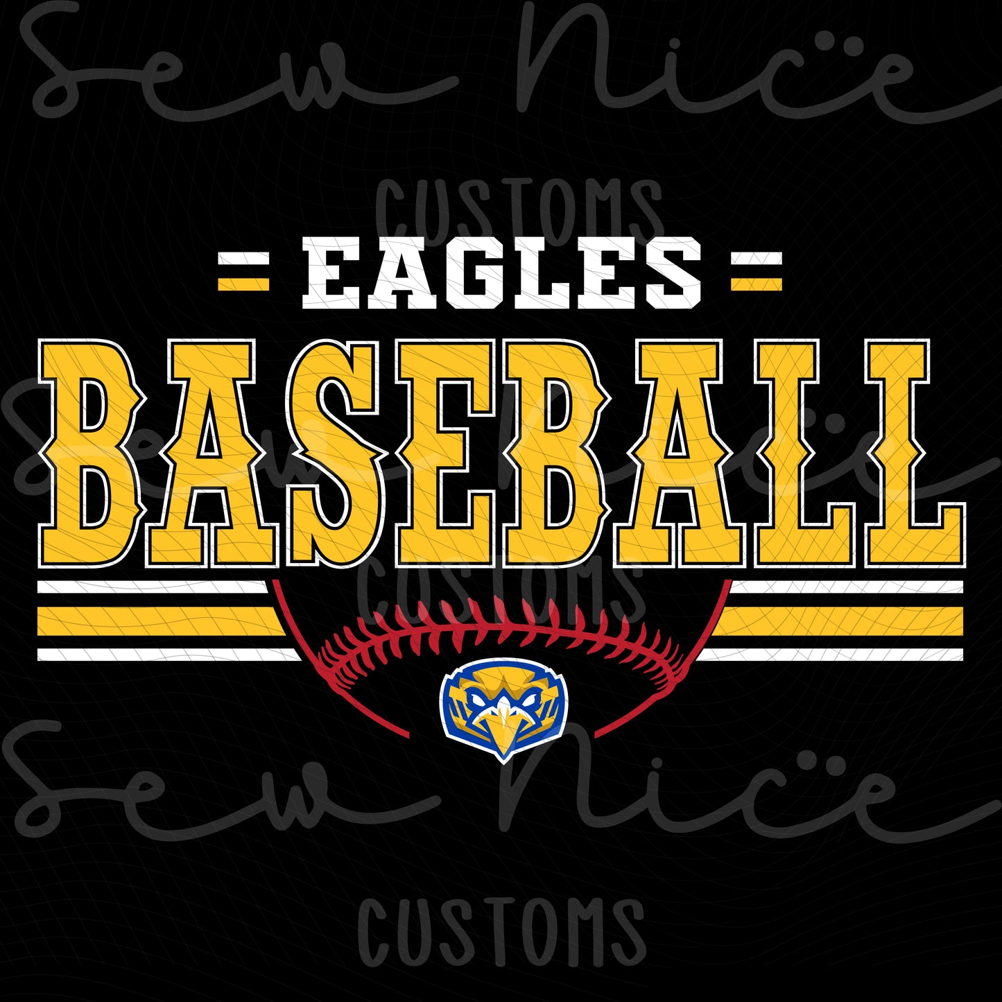 Eagles Baseball Stripes- Ladies V-Neck Shirt