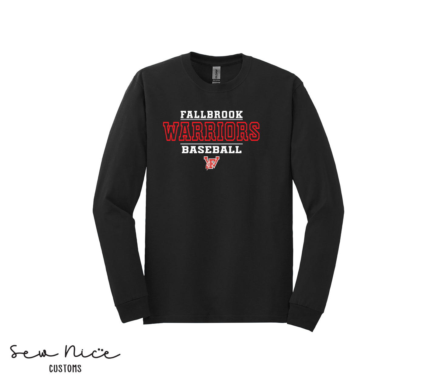 Fallbrook 12u Warriors Baseball- Unisex Adult/Youth Long Sleeve Shirt