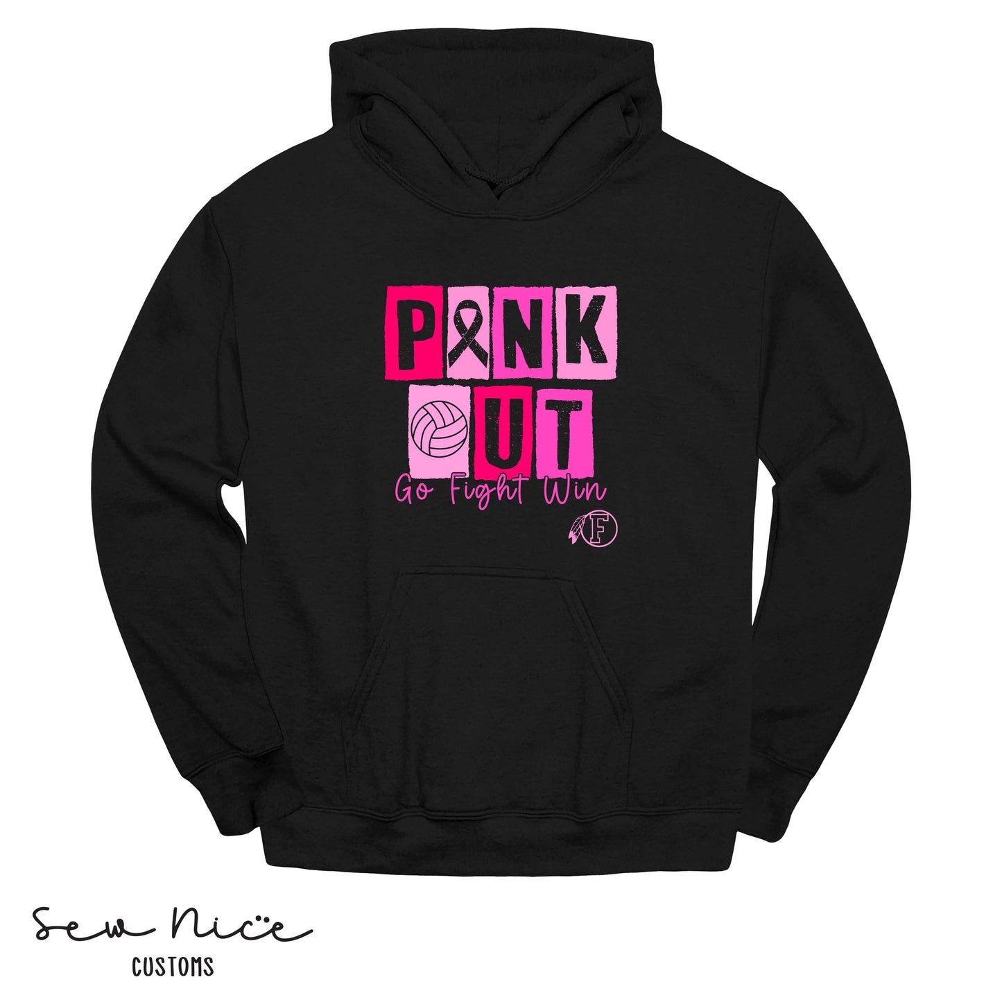 PINK OUT- Go Fight Win- FHS Volleyball -Unisex Adult/Youth Hoodie