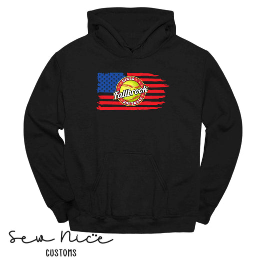American Flag Softball -Unisex Hoodie