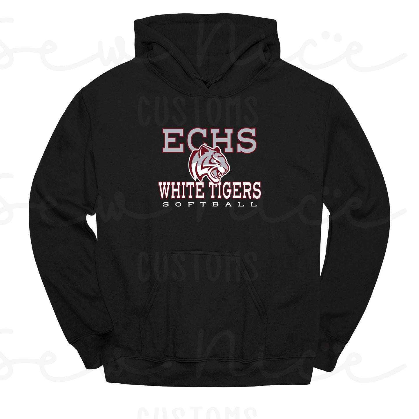 ECHS White Tigers Softball- Unisex Adult/Youth Hoodie