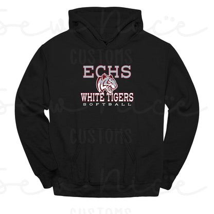 ECHS White Tigers Softball- Unisex Adult/Youth Hoodie