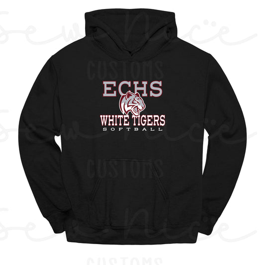 ECHS White Tigers Softball- Unisex Adult/Youth Hoodie