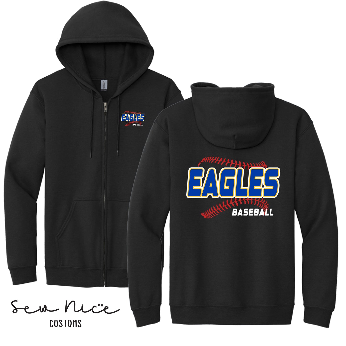 EAGLES Seam Design- Unisex Adult/Youth Full Zip Hoodie