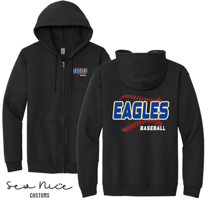 EAGLES Seam Design- Unisex Adult/Youth Full Zip Hoodie