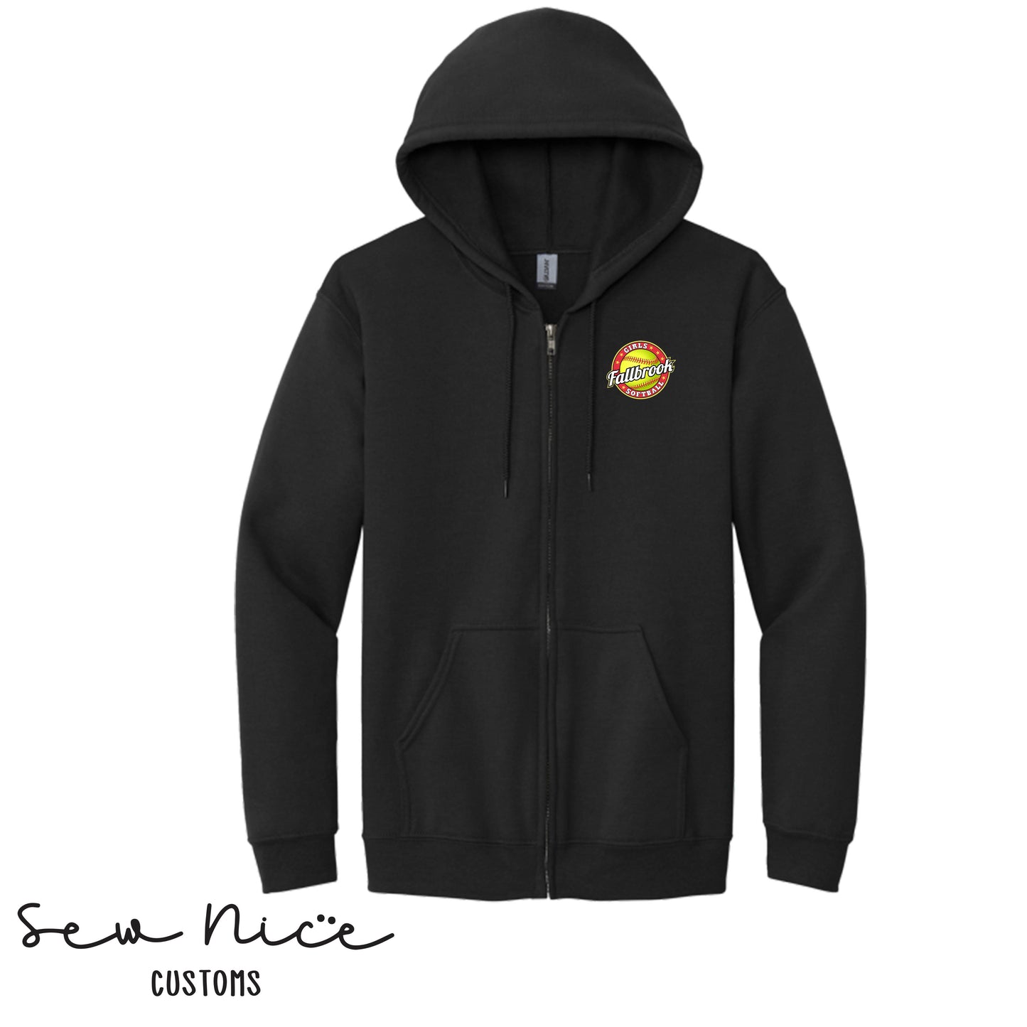 Fallbrook Girls Softball Logo - EMBROIDERED Unisex Full Zip Hoodie