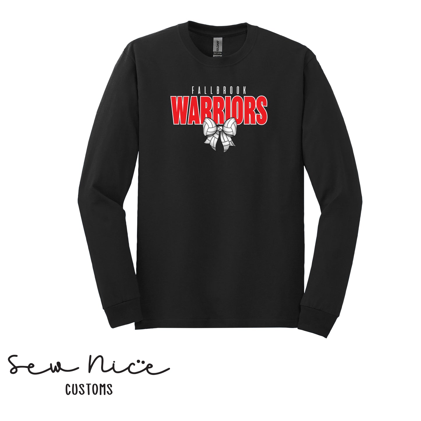Fallbrook Warriors Volleyball Bow- Unisex Adult/Youth Long Sleeve Shirt