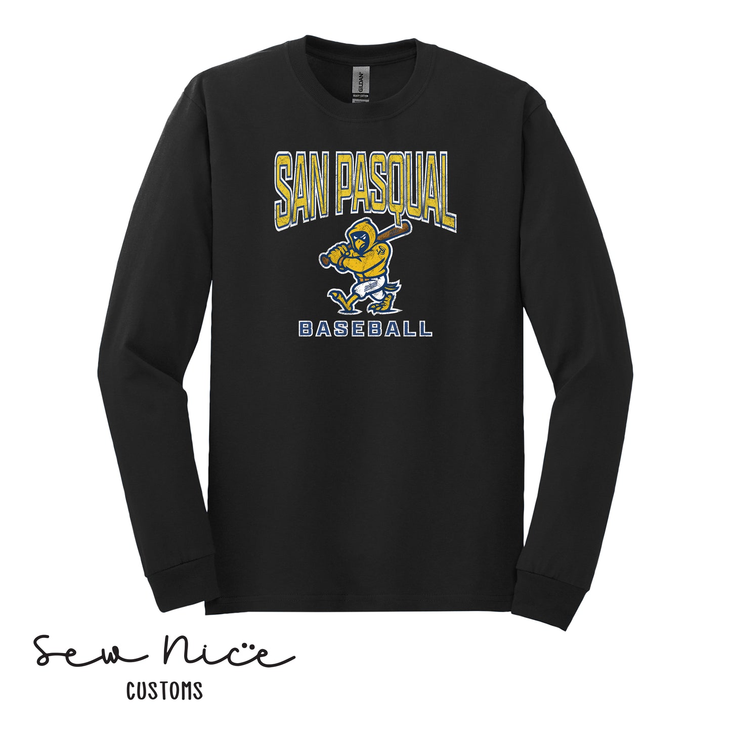 San Pasqual Baseball Mascot- Unisex Adult/Youth Long Sleeve Shirt