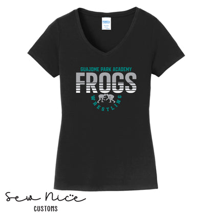 Guajome Stripe Wrestling Design- Ladies V-Neck Shirt