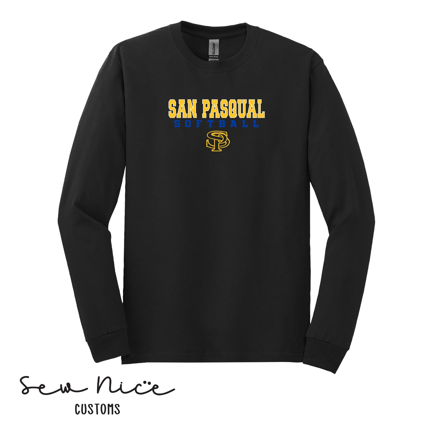 San Pasqual Softball Outline-Unisex Adult/Youth Long Sleeve Shirt
