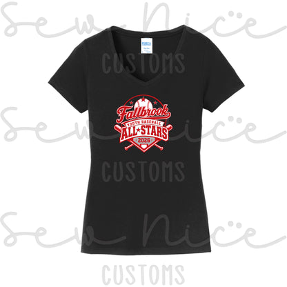 Fallbrook Youth Baseball-ALL STARS 2026- Ladies V-Neck Shirt