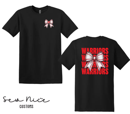 Warriors Baseball Bow- Unisex Adult/Youth T-Shirt
