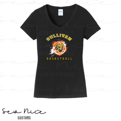 Splatter Sullivan Basketball-Ladies V-Neck Shirt