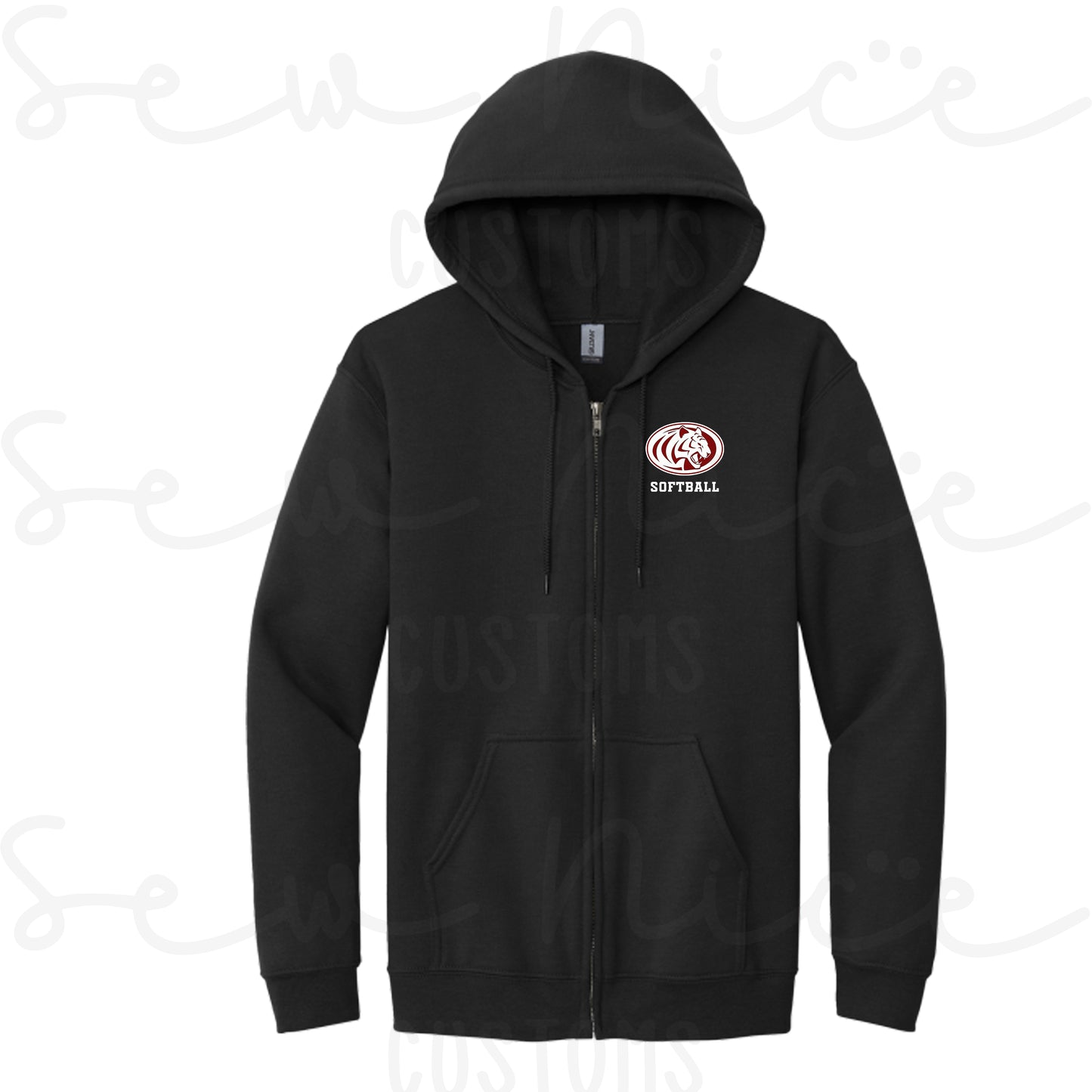 ECHS Embroidered Logo Softball- Unisex Adult/Youth Full Zip Hoodie