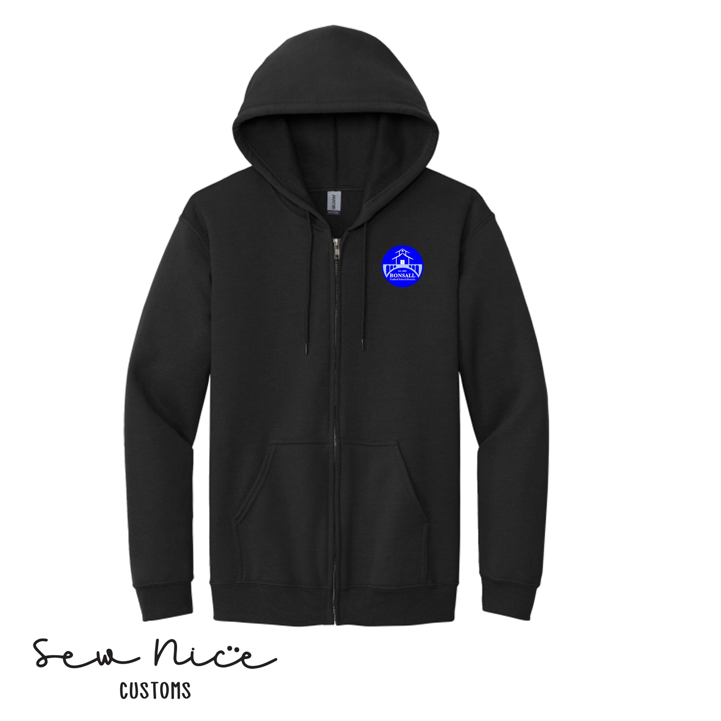Embroidered Bonsall District Logo Unisex Adult Full Zip Hoodie