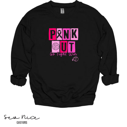 PINK OUT- Go Fight Win- FHS Volleyball- Unisex Adult/Youth Crewneck Sweatshirt